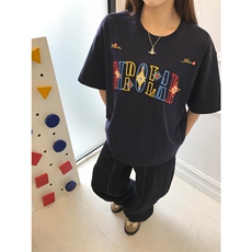 网图有货夏季民族图腾锁链刺绣宽松短袖t恤男女情侣上衣A506-P35，男装T恤，星座1505