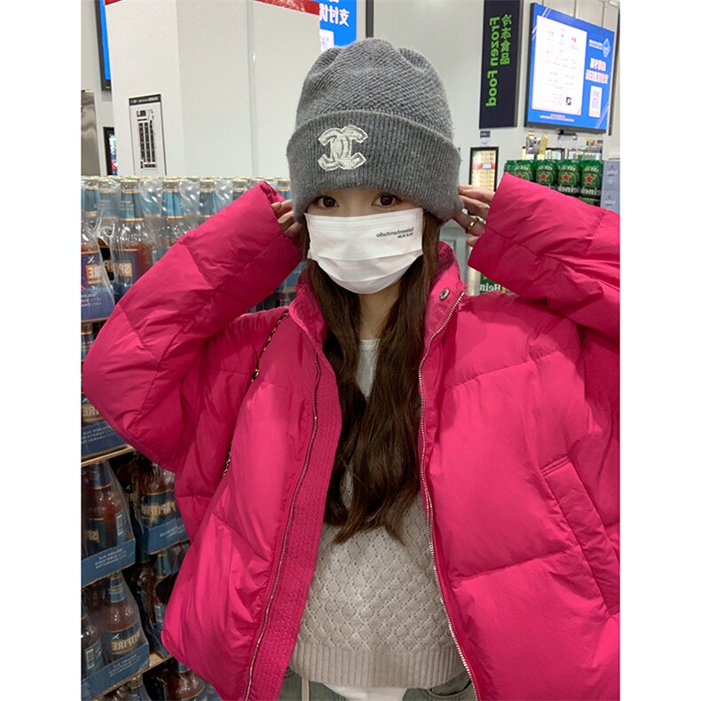 超好看火龙果色短款面包羽绒服女冬2025新款高级感炸街小个子外套，女装羽绒服，浙宝285（原212）