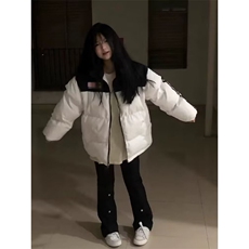 美式复古拼接条纹棉服棉衣女冬季外套小众街头学生加厚保暖面包服，男装棉衣，星座506A