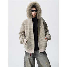 可二开条纹毛领连帽78晴纶19锦纶3氨纶S-XL开衫卫衣WY78139特P78，男装卫衣，星座226-1