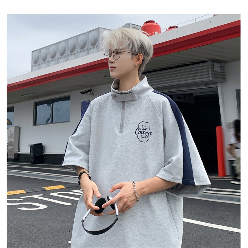 xp2413特P35控78 抖音品质夏季美式冰感拉链POLO衫男潮流宽松短袖图片