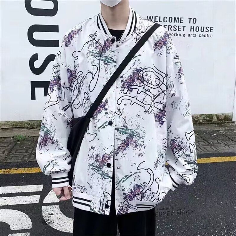 夹克棒球服男士韩版潮流宽松拼接印花2025春季ins外套W6399-P40,男装夹克,星座412-2