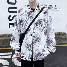 夹克棒球服男士韩版潮流宽松拼接印花2025春季ins外套W6399-P40，男装夹克，星座412-2