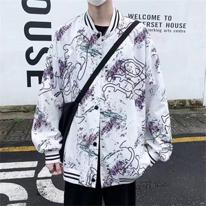 夹克棒球服男士韩版潮流宽松拼接印花2025春季ins外套W6399-P40图片