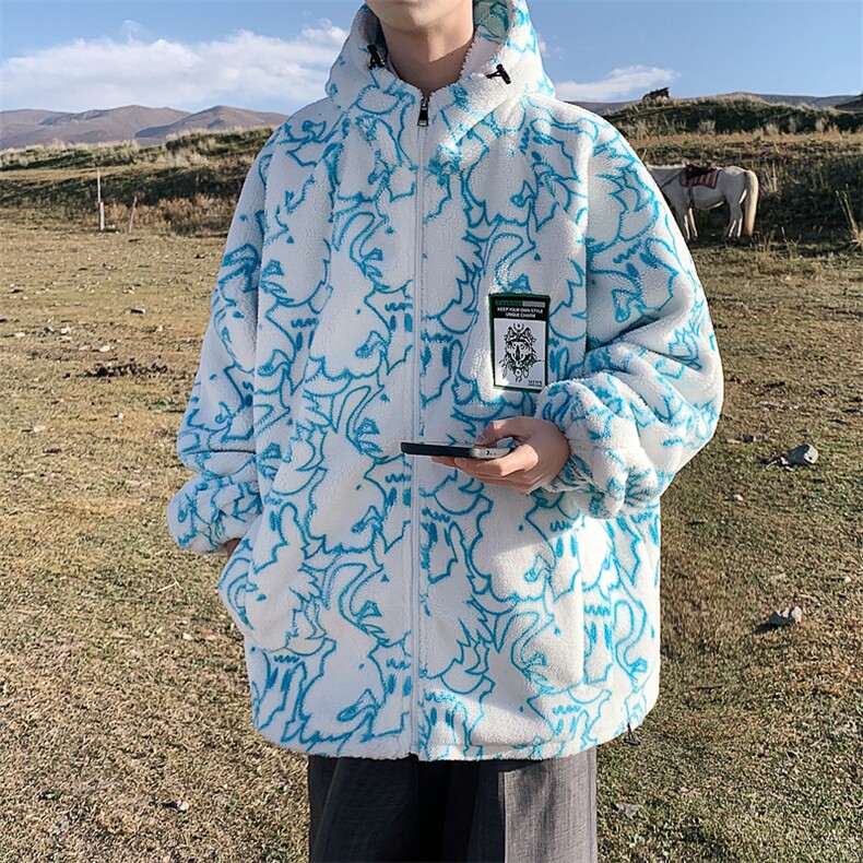 24新款春装外套男宽松加厚两面穿休闲羊羔毛棉衣YG03-P95限128,男装夹克,电商B370