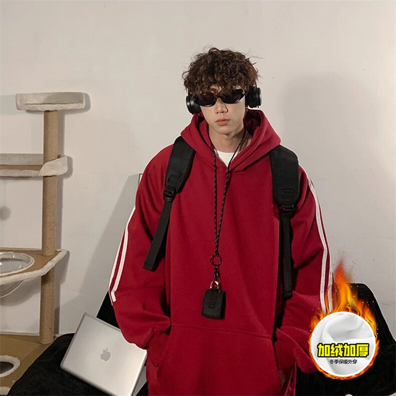 480G重磅加绒硬挺boxy男女秋冬美式高街结构三条杠织带卫衣厚外套，女装短外套，电商A486