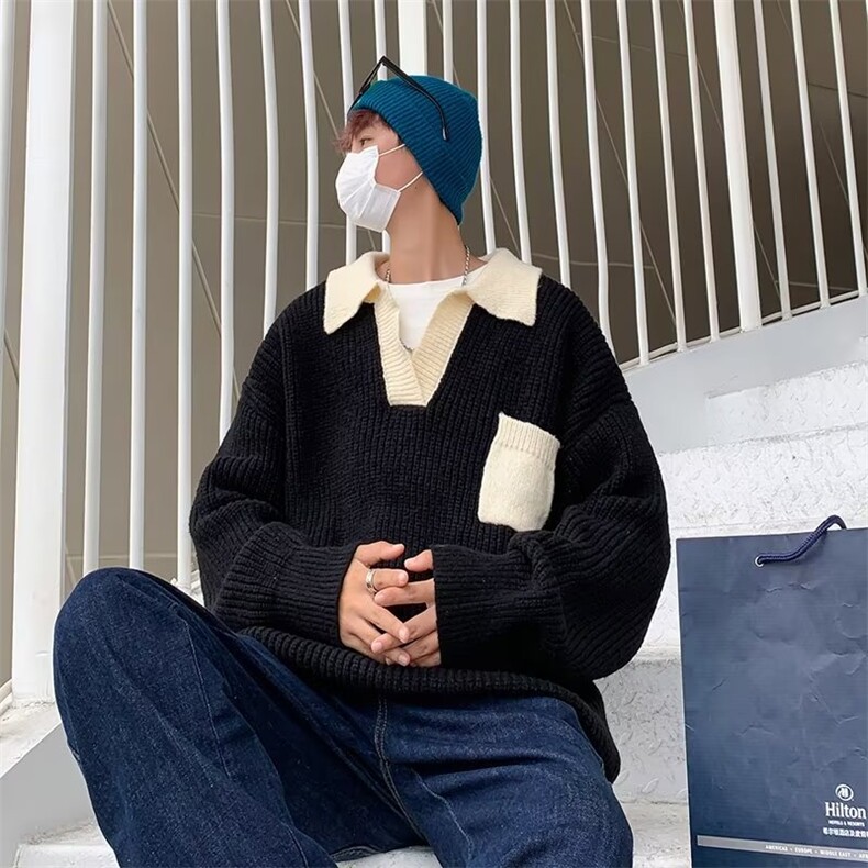 毛衣男秋季潮牌宽松复古针织衫港风慵懒休闲线衣外套MY05-P43,男装针织衫/毛衣,星座308B-1