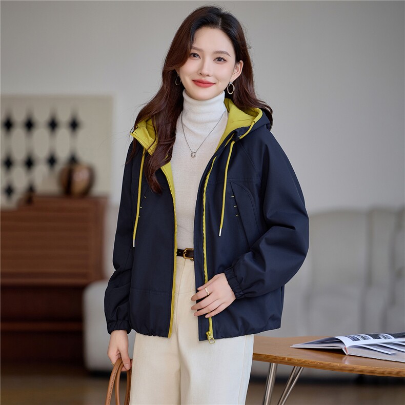 现货!2025年冬季时尚夹棉加厚连帽撞色女外套,女装棉衣/棉服,依恋蒂丝