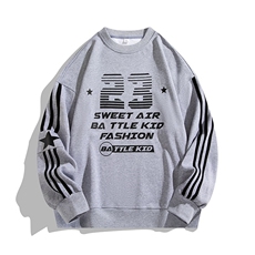 无帽圆领三条杠卫衣男生秋冬季美式宽松外套上衣A436-MX003-P45，女装短外套，电商A436