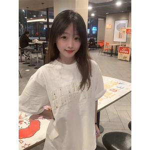 万针全刺绣工艺抖音得物高品质260克重磅纯棉双纱美式高街短袖T恤图片