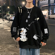 S6115-P28加绒款-P33秋季圆领卫衣男大码韩版宽松长袖外套，男装卫衣，电商A040