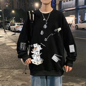 S6115-P28 加绒款-P33 秋季圆领卫衣男大码韩版宽松长袖外套图片