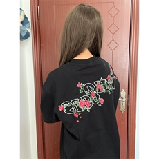 H0933-P38现货#原版刺绣230克纯棉宽松休闲情侣款短袖T恤，女装T恤，星座617A-2