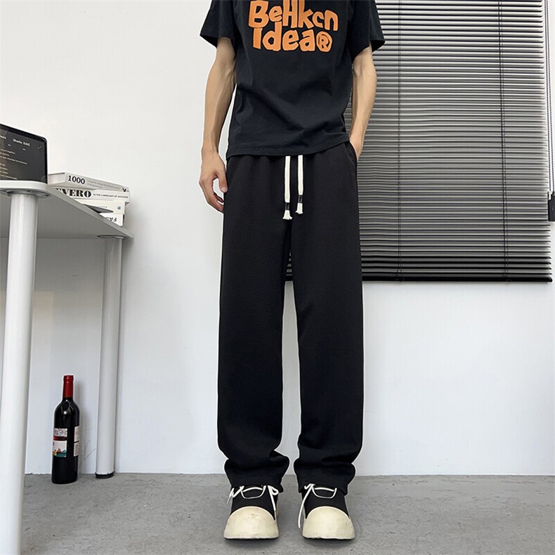 美式高级松紧腰抽绳裤子男小众设计感宽松垂感休闲长裤KZ0123-P38图片