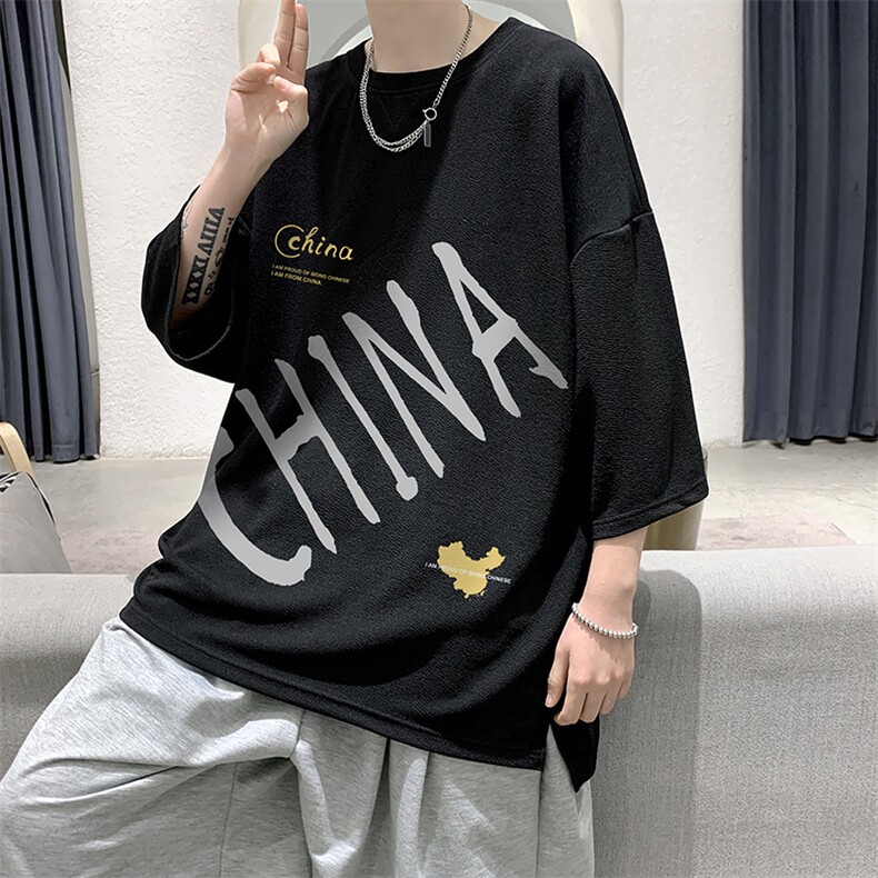 Q11208-P30春夏季七分袖t恤男大码五分袖男短袖中袖大皂风,男装T恤,电商A040