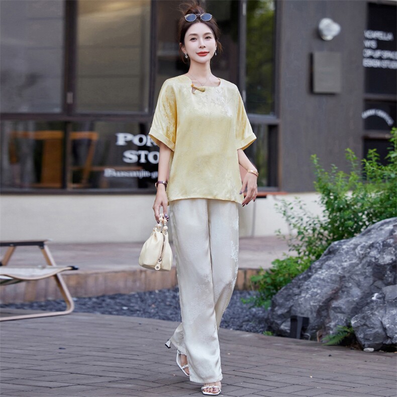 新中式国风时尚套装女2025年新款夏季复古洋气减龄改良旗袍两件件,女装套装/套裙,新依时派