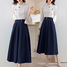 2025年春装时尚高腰显瘦A字半身裙女春秋季新款百搭气质优雅大摆，女装套装/套裙，时尚俏佳人
