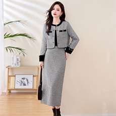 小香风外套套装女春秋穿搭2026新款黑色撞色贵夫人气质高端两件套，女装套装/套裙，衣之秀