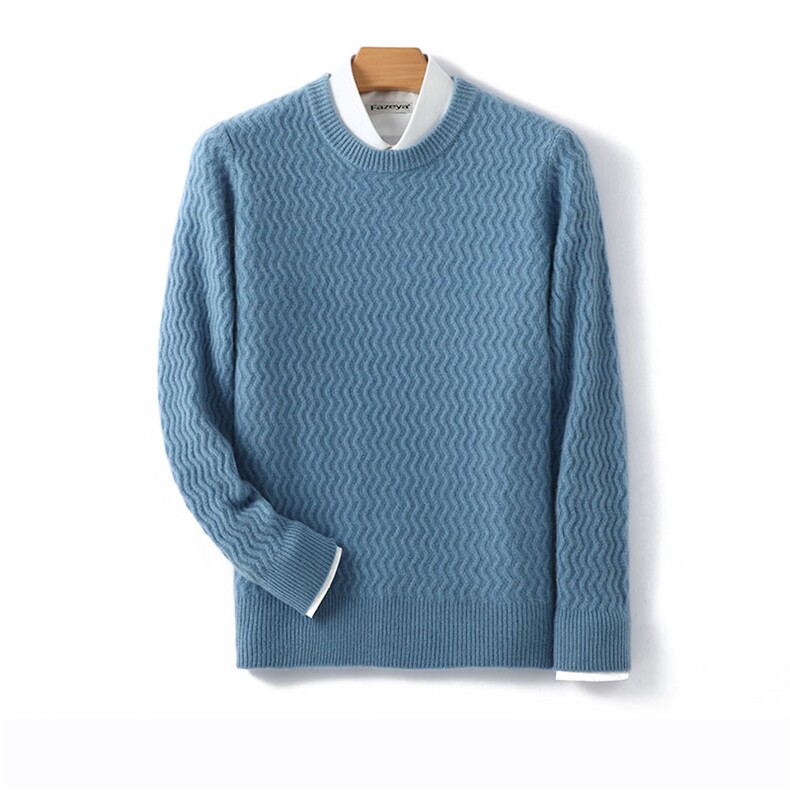 2024秋冬季新款长袖圆领潮流时尚羊毛衫针织衫，男装羊毛衫，德晨羊绒