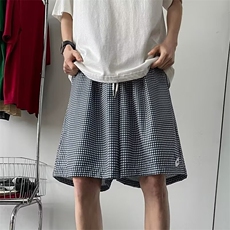 韩系格子洋气休闲短裤男外穿大裤衩男士夏季百搭五分，男装牛仔裤，星座716-3