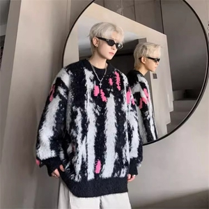 1506/QM150/P63扎染设计毛衣男秋冬款高级感针织衫小众潮牌外套