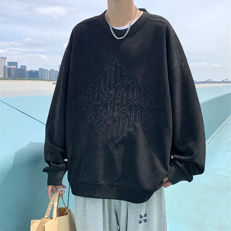 2025秋新款麂皮绒宽松休闲oversize情侣套头卫衣B266-Y601-P60,男装卫衣,星座B257-1