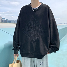 2025秋新款麂皮绒宽松休闲oversize情侣套头卫衣B266-Y601-P60，男装卫衣，星座B257-1