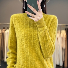2332半高领羊毛衫女宽松百搭纯色加厚毛衣女针织打底衫，女装羊毛衫，邓利维