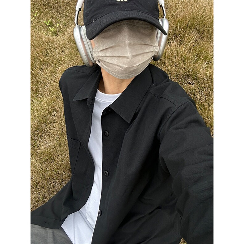 棉纯棉衬衫成衣水洗休闲韩版美式衬衫宽松纯色衬衣GC27-P35,男装衬衫,星座301C-5