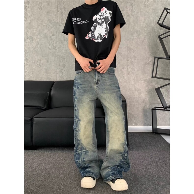 流行潮流简约新款原宿时尚气质牛仔裤日系百搭NK0576-P43,男装牛仔裤,星座208-5