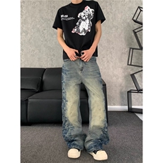 流行潮流简约新款原宿时尚气质牛仔裤日系百搭NK0576-P43，男装牛仔裤，星座208-5