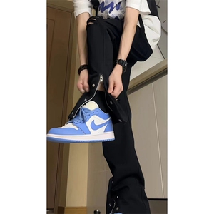 美式高街ins小众拉链hiphop排扣破洞休闲牛仔裤货号K642P60控78图片