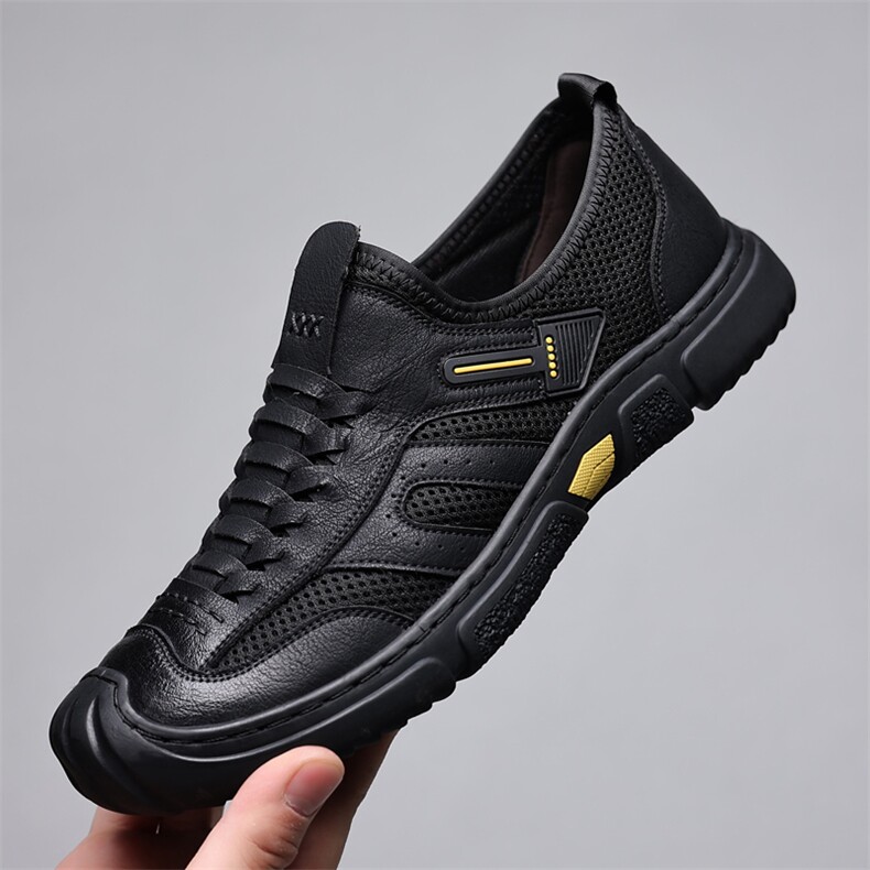 X4064-P135男鞋2024新款夏季镂空休闲皮鞋透气洞洞鞋男运动鞋，男鞋凉鞋，星座1407-3