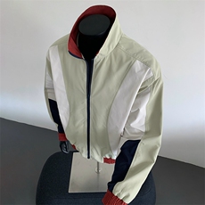 潮牌美式撞色拼接运动立领外套男宽松百搭夹克JK01571-P75，男装夹克，星座308B-2