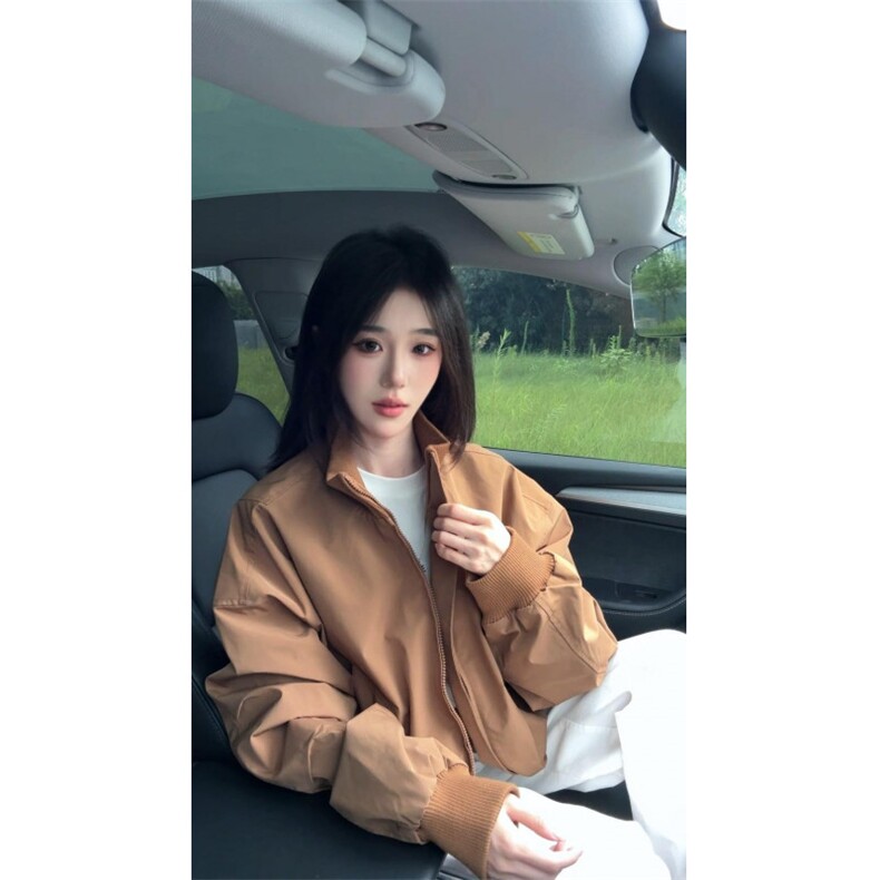现货26春装美拉德立领飞行夹克纯色复古廓形高街棒球服外套,男装夹克,电商A486-1