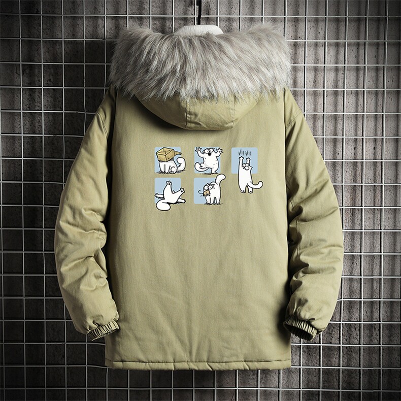 MM48097-P130冬季大毛领衣男士大码加厚袄男服网格挂拍,男装棉衣,电商A040A