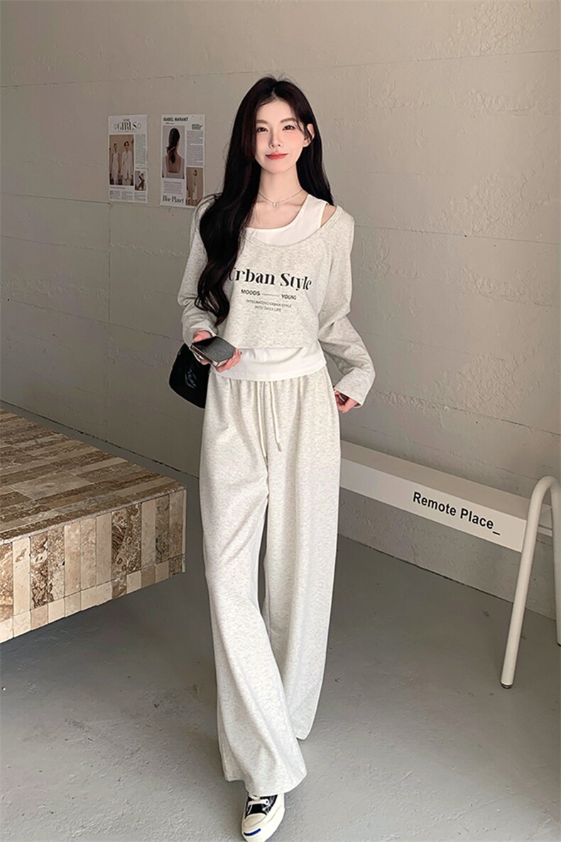 新款设计感休闲运动套装背心+上衣+阔腿裤三件套1015P145K218,女装套装/套裙,2C285