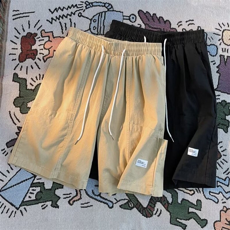潮运动裤休闲裤时尚潮牌五分裤纯色夏季中腰潮流男D2116-P39图片