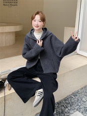 2025冬季新款全羊毛呢外套女短款羽绒服加厚90白鸭绒内胆连帽上衣，女装羽绒服，辉之琳