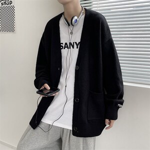 开衫外套男潮ins日系慵懒风毛衣针织衫夹克潮流春秋季  M226-P43图片