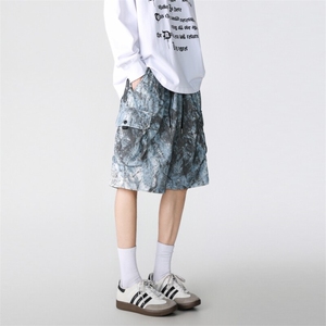 潮牌美式扎染工装短裤男夏季宽松休闲复古五分裤A406 K320 特P35图片
