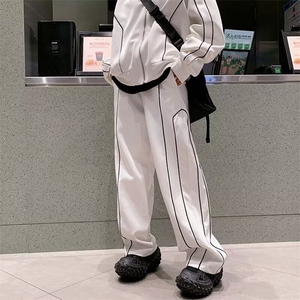 休闲运动套装男春秋宽松短款开衫夹克阔腿裤潮两件套男W6481-P72图片