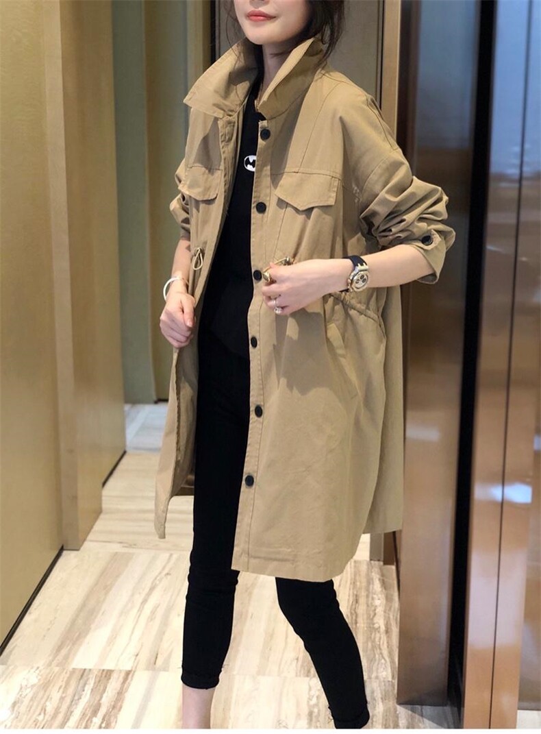 2022年春季新款现货欧版气质中长款风衣外套,女装风衣,L·H·X