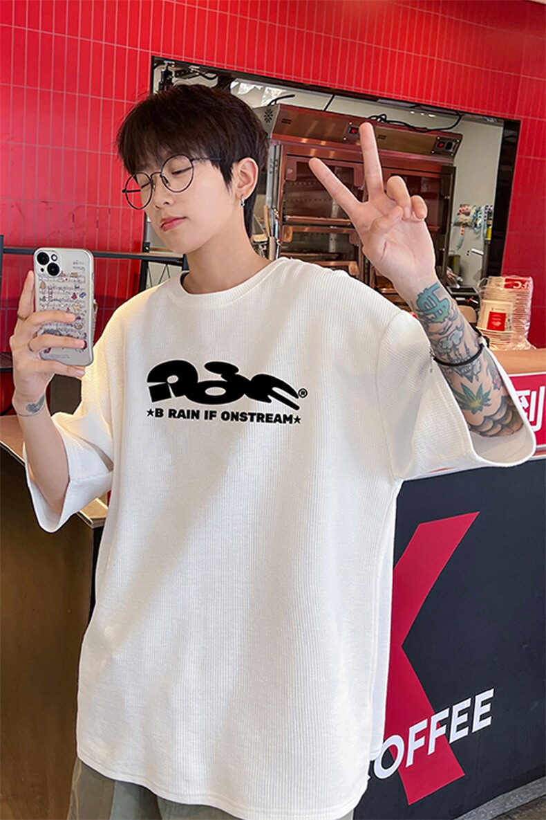 量大优！供视频！港风华夫格短袖T恤半袖男HT198-特P18,男装T恤,电商B367