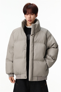 新款冬季羽绒立领PU皮棉服棉袄韩版宽松外套A436-2522-P80图片
