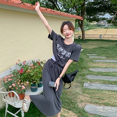 新款现货主推高级灰字母印花针织套装9850-P125-K178，女装套装/套裙，2C129