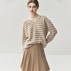 秋冬小个子羊绒高腰百褶裙女针织紧身半身裙简约短裙时尚百搭a字，女装半身裙，绒创羊绒