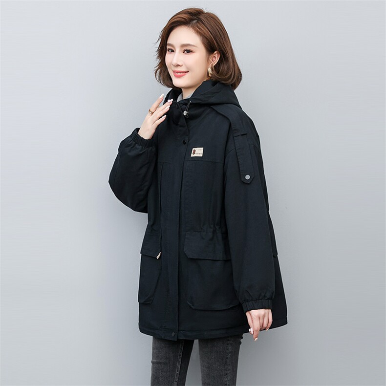 2024年冬季时尚潮流中长款休闲加绒加厚派克服,女装派克服,独衣靓