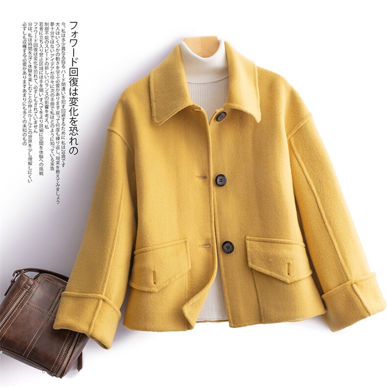 羊毛双面呢大衣女新款秋冬时尚流行绵羊毛呢外套女，女装双面呢大衣，温鑫双面呢