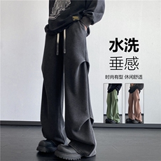 抖音品质秋季新款潮流水洗褶皱宽松休闲裤B315-K24263-特p45控88，男装休闲裤，电商B315